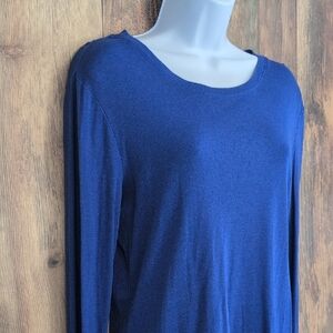 GAP Women's Deep Blue Long Sleeve Super Soft Crew Tee "The Bowery" L        D306